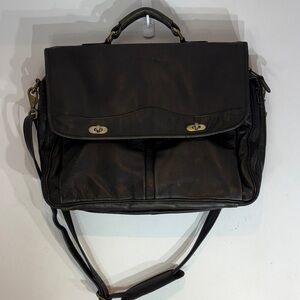 Vintage Genuine Leather Briefcase Black Made in Colombia